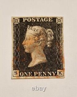 Great Britain 1840 Penny Black (SK) Four Margin Plate 4 Fine Used As Picture