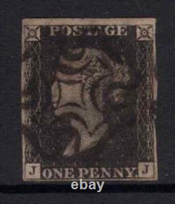 Great Britain 1840 QV Penny Black with 4 Margins SG2 (with minor faults) Used