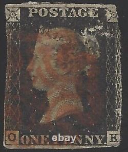 Great Britain 1840 Queen Victoria Penny Black Stamp Scott #1, Used