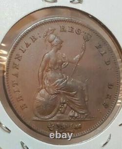 Great Britain 1844 One Penny Coin Victoria Ex High Grade Rare Wow