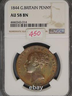 Great Britain 1844 Penny K-739 NGC AU58 BN