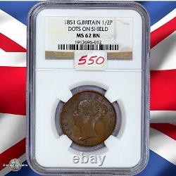 Great Britain 1851 1/2 Penny NGC MS62BN GBS066