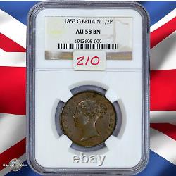 Great Britain 1853 1/2 Penny NGC AU58BN GBS063