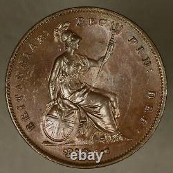 Great Britain 1853 Penny Some Red Faint Tiny Scratches in Hair