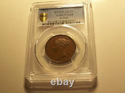 Great Britain, 1853 Victoria Half Penny, 1/2 Penny. PCGS AU 55. Double Profile