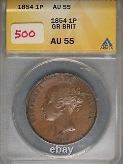 Great Britain 1854 Penny K-739 ANACS AU55