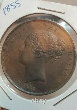 Great Britain 1855 One Penny Coin Victoria Ex High Grade Wow