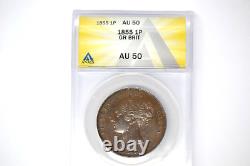 Great Britain 1855 Penny- ANACS AU-50. Lovely coin