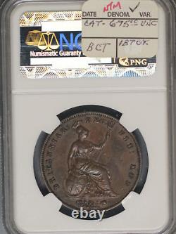 Great Britain 1858 Penny K-739 NGC AU55 BN SMALL DATE