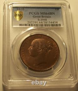 Great Britain, 1858 Victoria Penny. PCGS MS 64. 1,599,040 Mintage