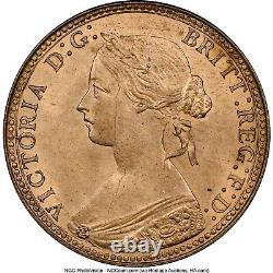 Great Britain 1860 1/2d NGC MS63+ RB Stunning Color