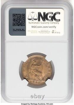 Great Britain 1860 1/2d NGC MS63+ RB Stunning Color