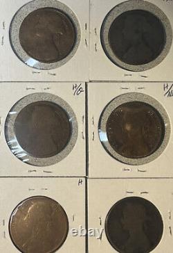 Great Britain 1860 1900 One 1 Penny 22 Coin Lot Good G VF Condition Victoria