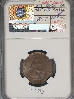 Great Britain 1861 1/2 Penny K-748.2 NGC AU58 BN 4 Berries