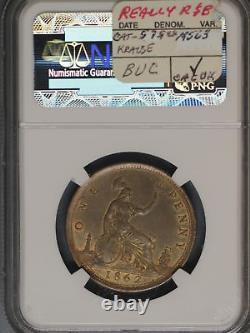 Great Britain 1862 Penny K-749.2 NGC MS62 BN