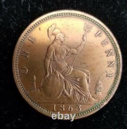 Great Britain 1863 Penny, KM749.2 Coin (DS-37)
