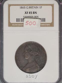 Great Britain 1865 Penny K-749.2 NGC XF45 BN