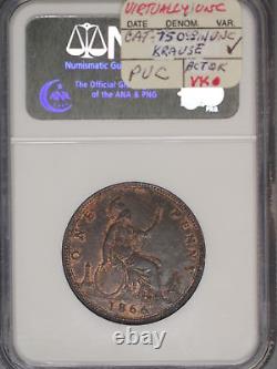 Great Britain 1866 Penny K-749.2 NGC AU58 BN