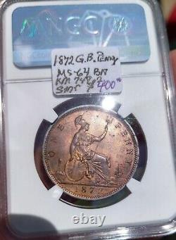 Great Britain 1872 Penny NGC MS64