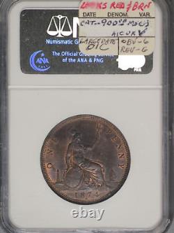 Great Britain 1874H Penny K-749.2 NGC MS65 BN OBV OF 73