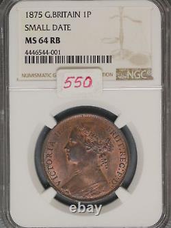 Great Britain 1875 Penny K-755 NGC MS64 RB