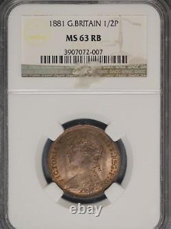 Great Britain 1881 1/2 Penny K-754 NGC MS63 RB