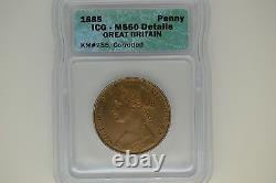 Great Britain 1885 Penny- ICG MS-60 Details. Corroded