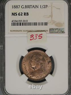 Great Britain 1887 1/2 Penny K-754 NGC MS62 RB