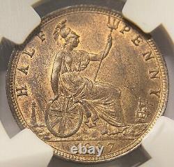 Great Britain 1887 1/2d Half Penny Coin NGC MS-65 RB