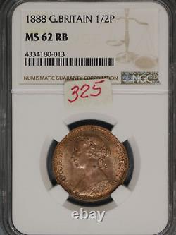 Great Britain 1888 1/2 Penny K-754 NGC MS62 RB