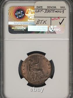 Great Britain 1891 1/2 Penny K-754 NGC MS63 BN