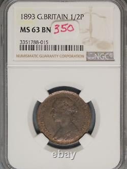 Great Britain 1893 1/2 Penny K-754 NGC MS63 BN