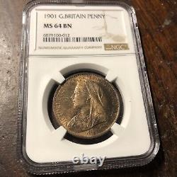 Great Britain 1901 Ms-64 Ngc Graded Penny