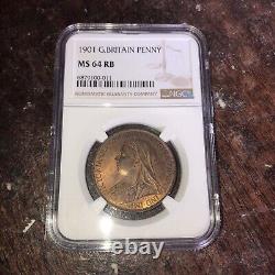 Great Britain 1901 Penny Graded Ms64 BN