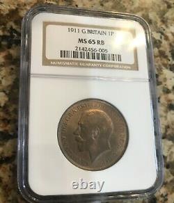 Great Britain 1911 Large 1 Penny NGC MS65