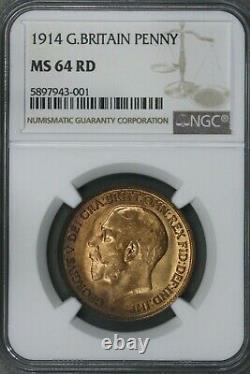 Great Britain 1914 Penny NGC MS 64 RB S294