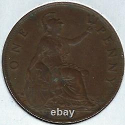 Great Britain 1919 KN One Penny coin XF Detail verdigris spot