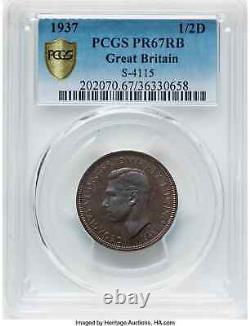 Great Britain, 1937 George VI Half Penny, 1/2 Penny. PCGS PR 67