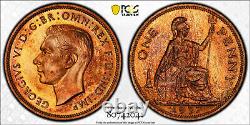 Great Britain, 1937 George VI Penny. PCGS PR 66 RB. 26,000 Mintage