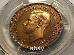 Great Britain, 1937 George VI Penny. PCGS PR 66 RB. 26,000 Mintage