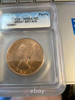 Great Britain 1964 One PENNY ICG MS 64RD RARE LISTS $1650.00