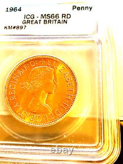 Great Britain 1964 One PENNY ICG MS 66 RD RARE LISTS $3750.00