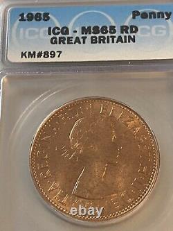 Great Britain 1965 One PENNY ICG MS 65 RD ONLY ON EBAY VERY RARE LISTS $1325.00