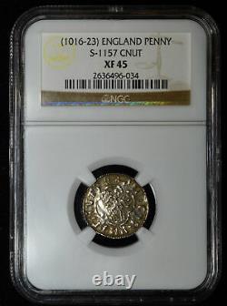 Great Britain 1d Penny 1016-23 EF45 NGC silver Cnut Brand Stamford Viking