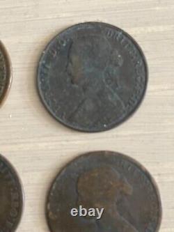 Great Britain 5 Copper Half Penny Coins/us Colonial