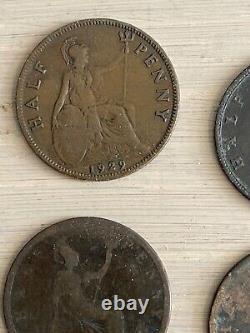 Great Britain 5 Copper Half Penny Coins/us Colonial