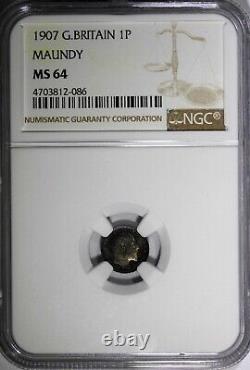 Great Britain Edward VII Silver 1907 1 Penny NGC MS64 Nice Toning KM# 795 (086)