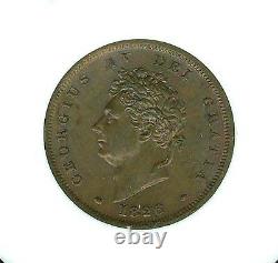 Great Britain George IV 1826 1 Penny Coin, Uncirculated, Certified Ngc Ms64-bn