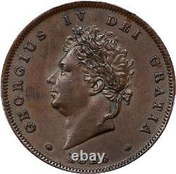 Great Britain George IV 1826 1 Penny Coin Uncirculated, Certified Pcgs Ms62-bn