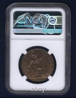 Great Britain George V 1912 Penny, Gem Uncirculated, Certified Ngc Ms-65-rb